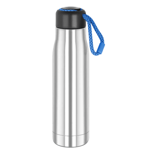 Custom branded Explorer Vacuum Bottles in Silver/Blue from Total Merchandise
