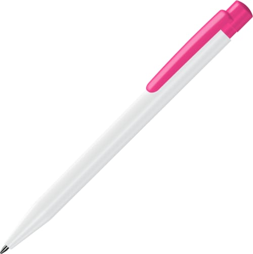 Customisable Super Saver Extra Ballpens in White/Magenta are perfect for note taking