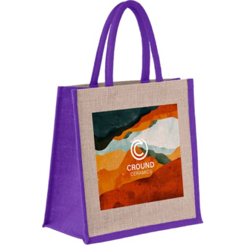 Logo printed Cambridge Shopper in Natural/Purple from Total Merchandise