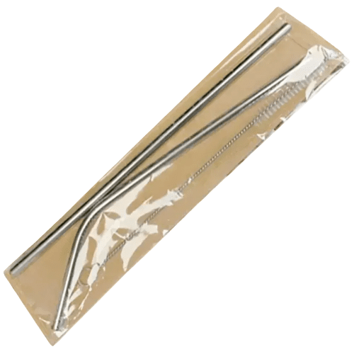 Custom printed Reusable Metal Straw Set in Paper Sleeve with Silver straws from Total Merchandise