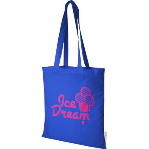 Custom Branded Organic Cotton Tote Bags in Royal Blue Printed with a Logo by Total Merchandise