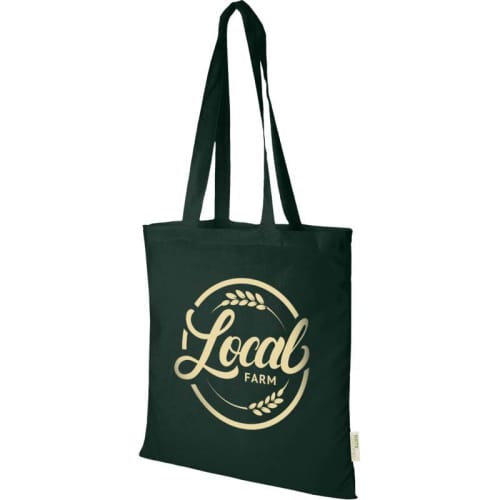 Personalised Organic Cotton Tote Bags in Dark Green Printed with a Logo by Total Merchandise