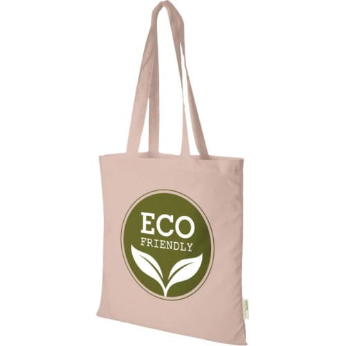 Custom Printed Organic Cotton Tote Bags in Pale Blush Pink Printed with a Logo by Total Merchandise