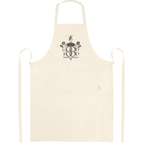 Custom Branded Natural Organic Cotton Aprons Printed with a logo by Total Merchandise