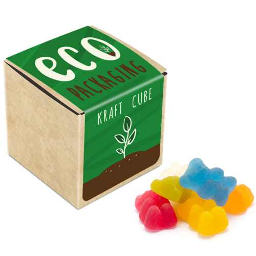 Promotional Vegan Bears Eco Kraft Cubes With A Fully Printed Design All Over From Total Merchandise