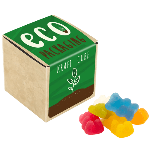 Promotional Vegan Bears Eco Kraft Cubes With A Fully Printed Design All Over From Total Merchandise