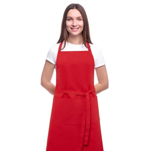 Promotional Coloured Organic Cotton Aprons in Red from Total Merchandise