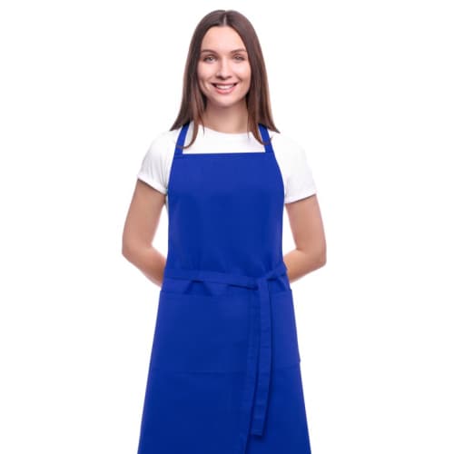 Custom Printed Coloured Organic Cotton Aprons in Royal Blue from Total Merchandise