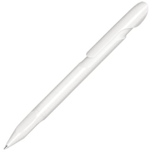 Printed Evoxx Recycled Pens in White with company logo by Total Merchandise