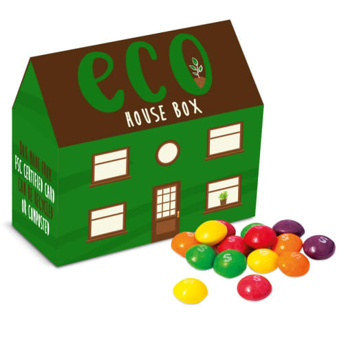 Custom Branded Skittles Eco House Box With A Fully Printed Design From Total Merchandise