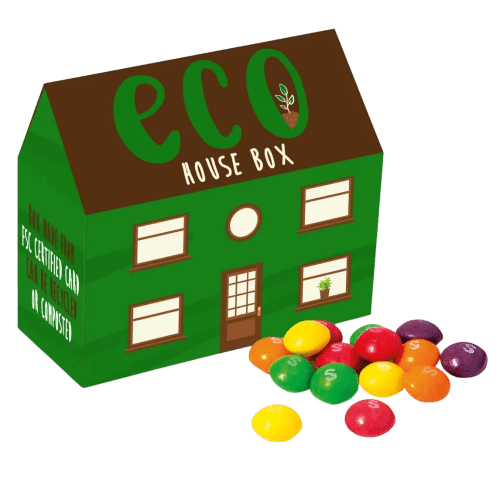 Custom Branded Skittles Eco House Box With A Fully Printed Design From Total Merchandise