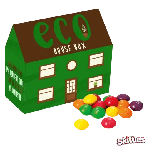 Custom Branded Skittles Eco House Box With A Fully Printed Design From Total Merchandise