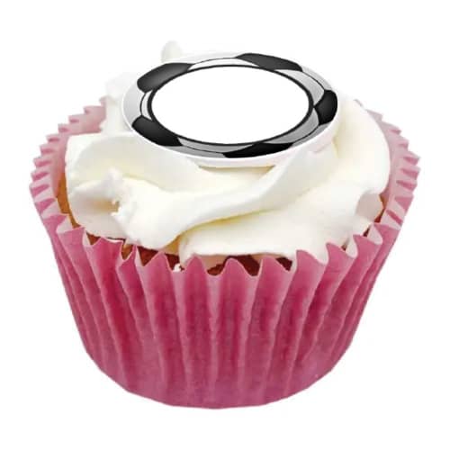 Branded Football Cupcake in a Pink cupcake showing you where you can print your company logo