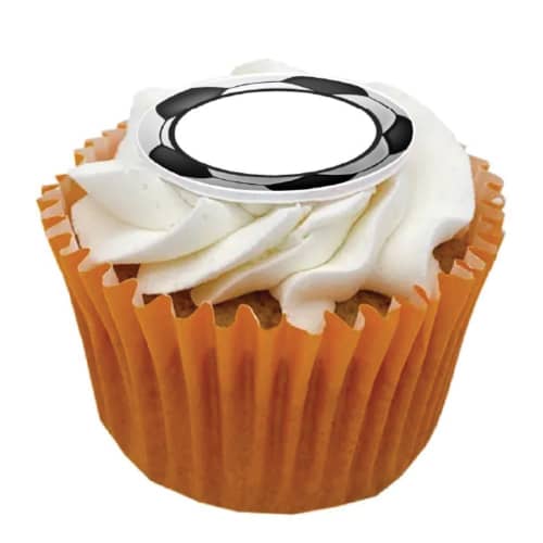 Promotional Football Cupcake in a Orange cupcake showing you where you can print your company logo