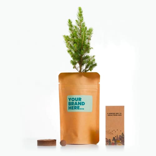 Promotional Printed Christmas Tree Bio Grow Pouches With A Fully Printed Wrap From Total Merchandise