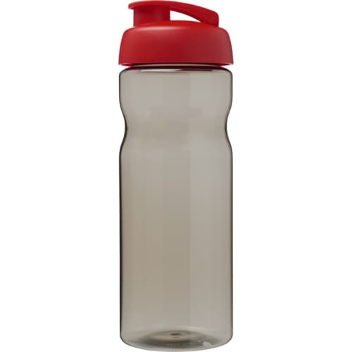 Branded 650ml H2O Flip Eco Sports Bottles in Charcoal/Red Printed with a Logo by Total Merchandise