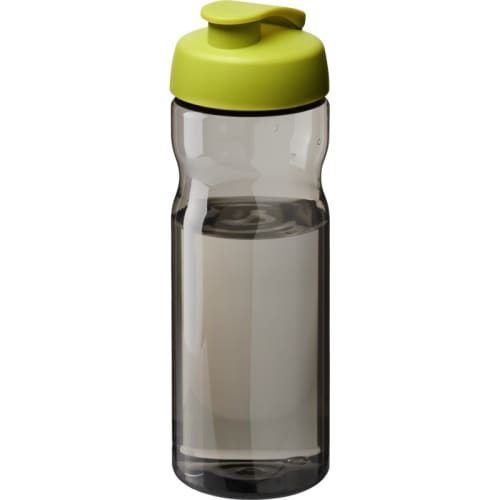 Branded H2O Flip Eco Sports Bottles in Charcoal/Lime Green Printed with a Logo by Total Merchandise