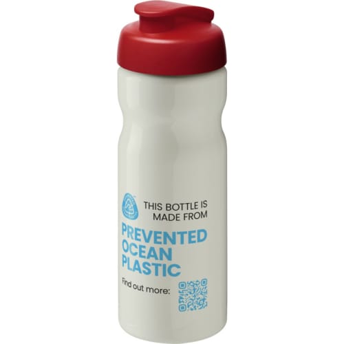 Promotional H2O Flip Eco Sports Bottles in Ivory/Red Printed with a Logo by Total Merchandise