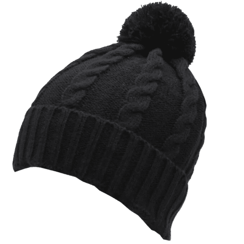 Promotional Acrylic Cable Knit Bobble Hat Beanie With A Design From Total Merchandise - Black