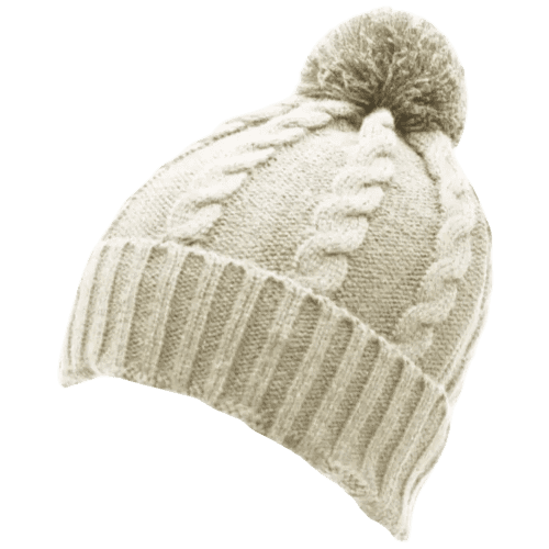 Logo Branded Acrylic Cable Knit Bobble Hat Beanie With A Design From Total Merchandise - Natural