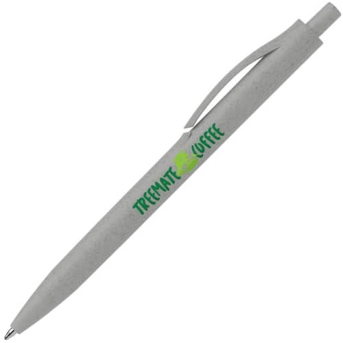 Branded Zen- Eco wheat Plastic Pen in Grey with a fully printed design from Total Merchandise