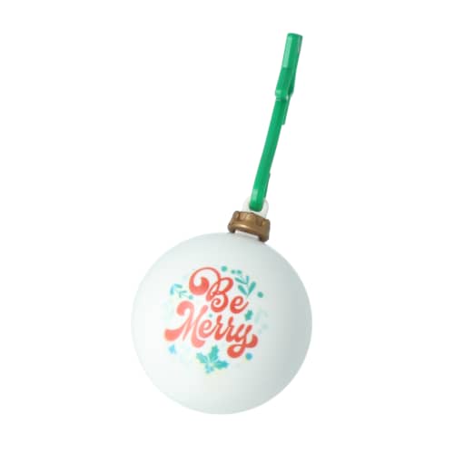 Promotional Recycled Christmas Baubles in White with an example logo printed on the front