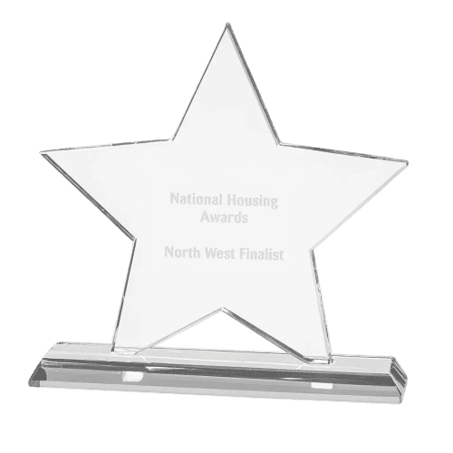 Promotional 10.5cm Jade Glass Star Award in Jade Glass engraved with your design