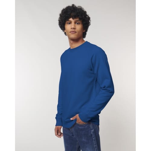 Logo printed Stroller Unisex Crew Neck Sweatshirt in Majorelle Blue from Total Merchandise