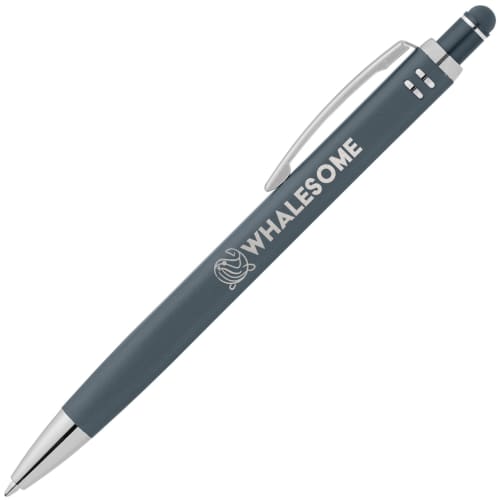 Logo Branded Madison Softy Pen w/ Stylus in Navy with an engraved design from Total Merchandise