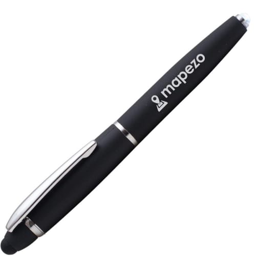 Branded Magalight Softy Stylus Pen With An Engraved Design From Total Merchandise in Black