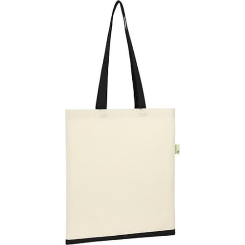 Custom Branded Maidstone 5oz Recycled Cotton Tote in Natural/Black From Total Merchandise