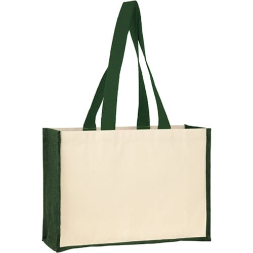 Brookland Eco Jute 10oz Canvas Tote Shopper in Natural/Green