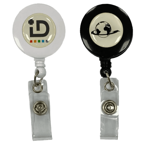 Branded Plastic Pull Reel with a full-colour design available in black and white from Total Merchandise