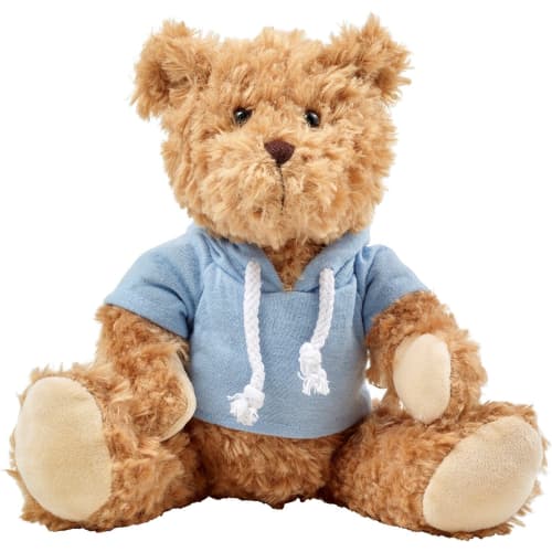 Custom Branded Plush Teddy Bear With Hoodie in Light Blue from Total Merchandise