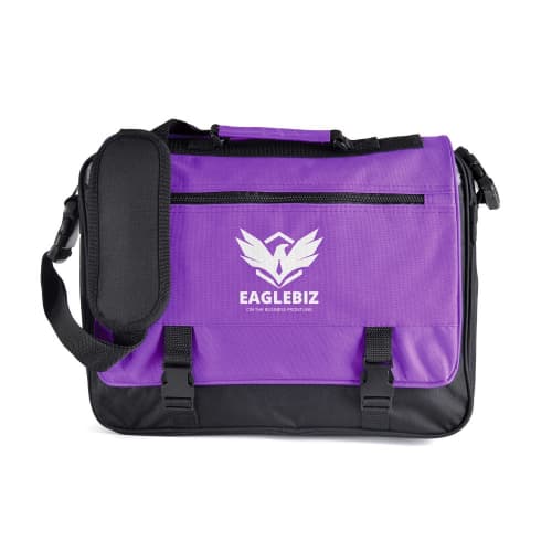 Promotional Nelson Satchel Laptop Bag in Purple from Total Merchandise