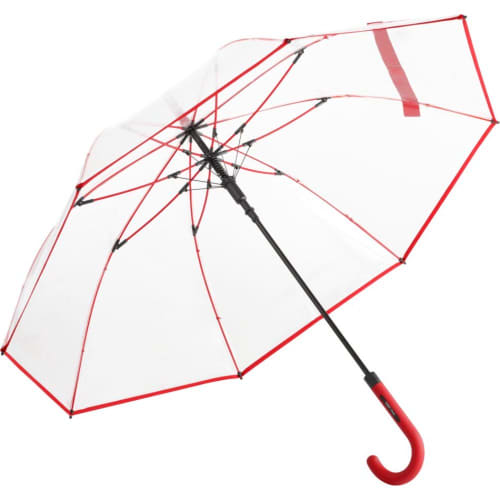 Personalisable Transparent Umbrella in Red from Total Merchandise