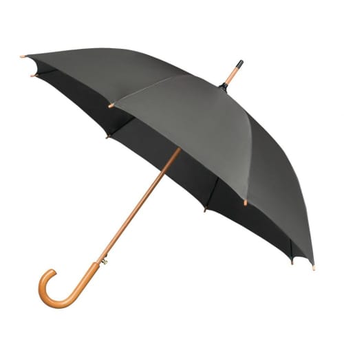 Customisable Classic Wooden Crook Umbrella in Grey from Total Merchandise