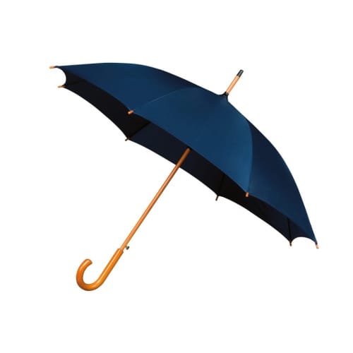 Promotional Classic Wooden Crook Umbrella in Navy from Total Merchandise