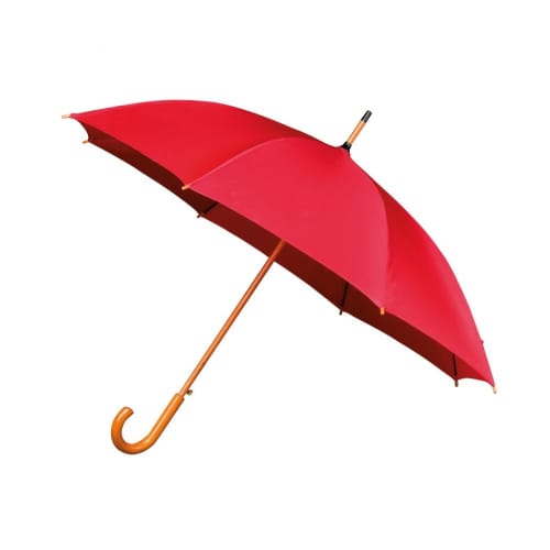 Logo-printed Classic Wooden Crook Umbrella in Red from Total Merchandise