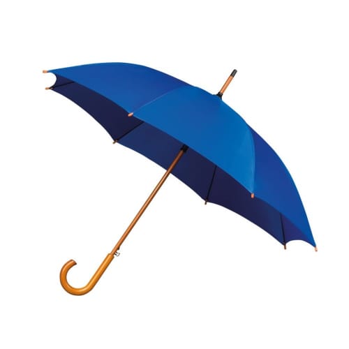 Logo branded Classic Wooden Crook Umbrella in Royal Blue from Total Merchandise