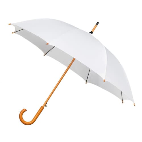 Customisable Classic Wooden Crook Umbrella in White from Total Merchandise