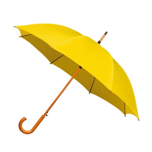 Personalisable Classic Wooden Crook Umbrella in Yellow from Total Merchandise