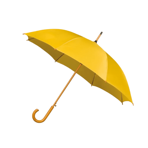 Logo branded Classic Wooden Crook Umbrella in Yellow from Total Merchandise