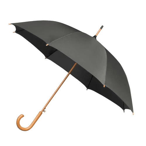 Customisable Classic Wooden Crook Umbrella in Grey from Total Merchandise