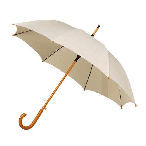 Custom printed Classic Wooden Crook Umbrella in Off White from Total Merchandise