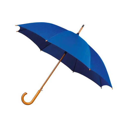 Logo branded Classic Wooden Crook Umbrella in Royal Blue from Total Merchandise
