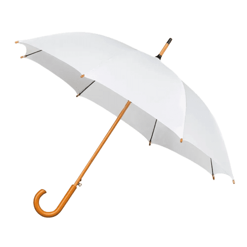 Customisable Classic Wooden Crook Umbrella in White from Total Merchandise