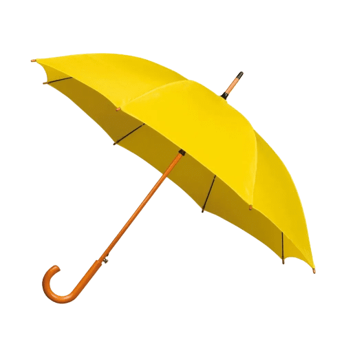 Personalisable Classic Wooden Crook Umbrella in Yellow from Total Merchandise