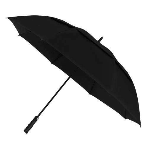 Custom printed Impliva Windproof Vented Golf Umbrellas in Black from Total Merchandise