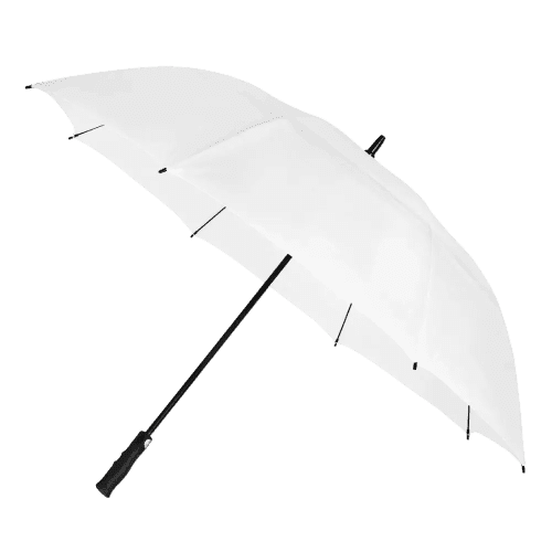 Custom branded Impliva Windproof Vented Golf Umbrellas in White from Total Merchandise
